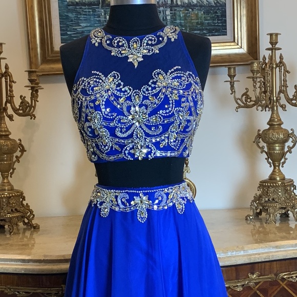 Meier Collection two piece rhinestone formal pageant prom dress - Picture 3 of 6